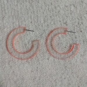 Orange clear post earrings no backs